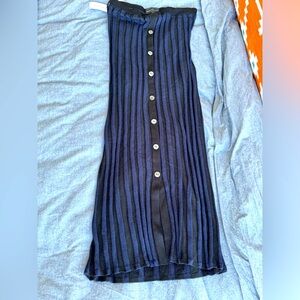 NWT BABATON MESH KNIT indigo skirt button front, blue black brand new